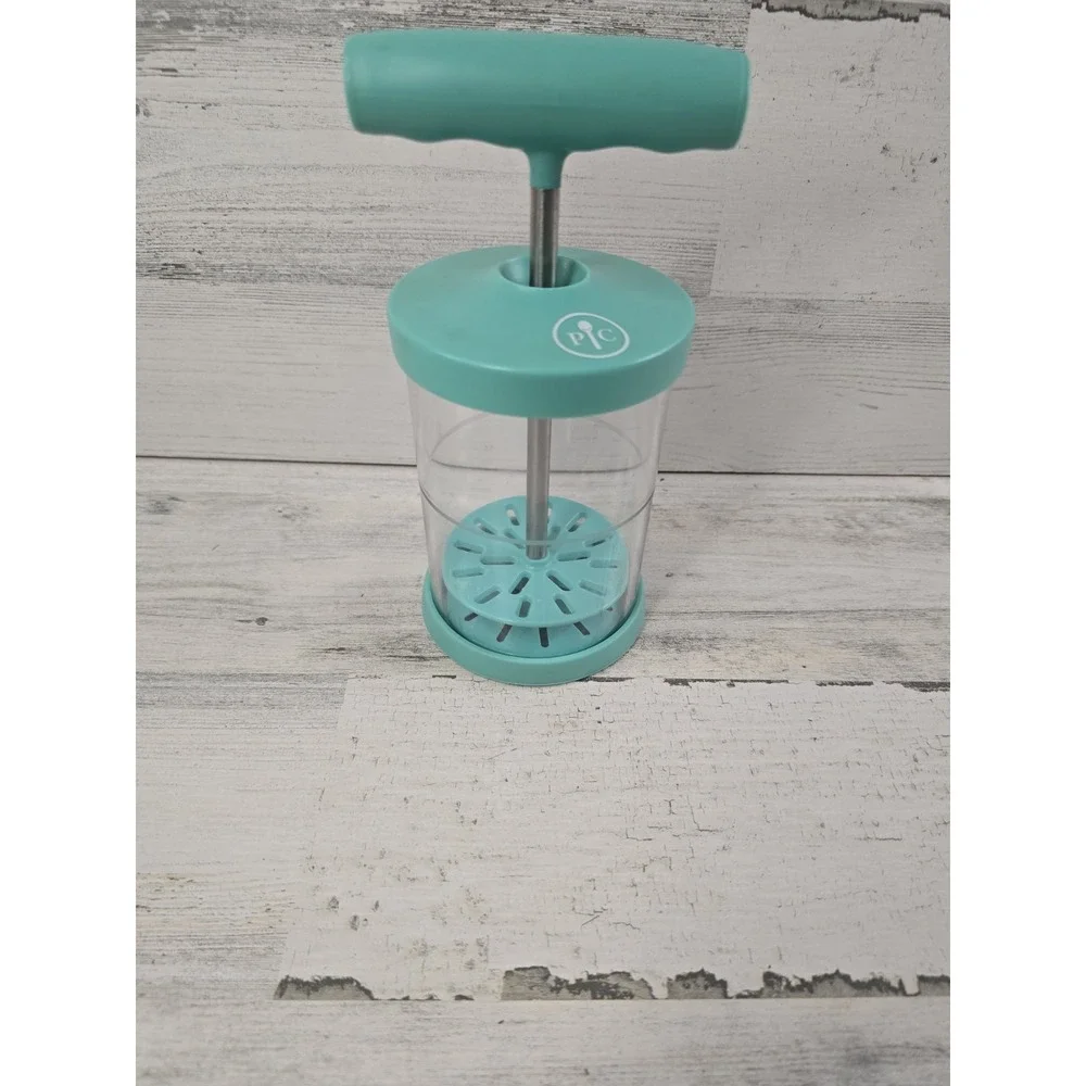 Pampered Chef Milk Frother 2610 Teal Turquoise Manual Coffee Foam Maker Pump